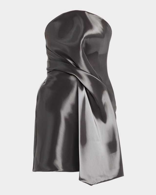 Kate Strapless Draped Liquid-Effect Mini Dress